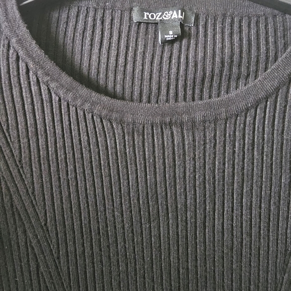 Roz & Ali Women's Button Cuff Long-Sleeve Black Sweater, Size S - Picture 3 of 7